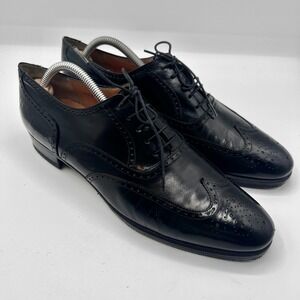 Salvatore Ferragamo‎ Men's Black Leather Wingtip Oxford Brogue Shoe Size 9.5 B